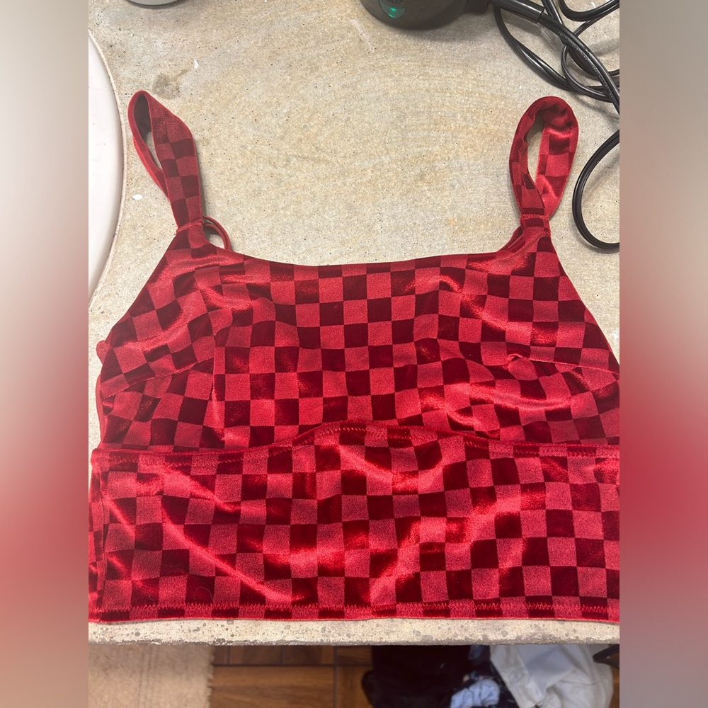 Red Checkered Crop Top